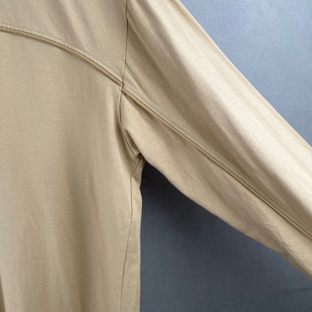 Sovereign State Mens Tan Cotton Long Sleeve T-Shirt Size L Curved Yoke Detail - Picture 5 of 8